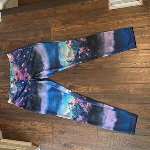 Mountain scape colorful workout leggings